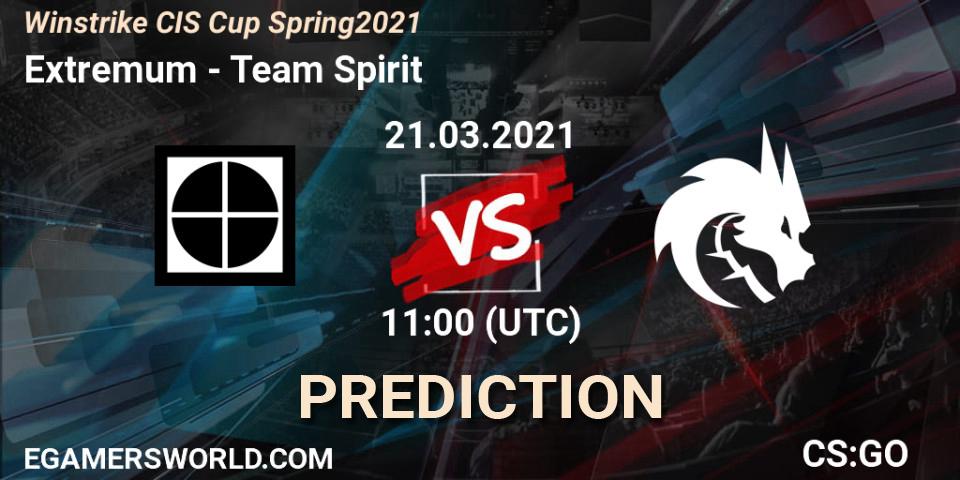 Prognoza Extremum - Team Spirit. 21.03.2021 at 12:30, Counter-Strike (CS2), Winstrike CIS Cup Spring 2021
