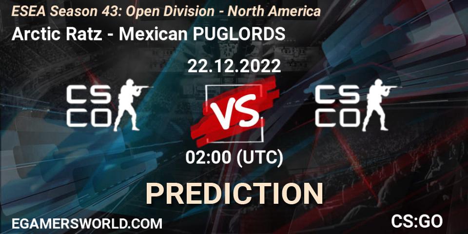 Prognoza Arctic Ratz - Mexican PUGLORDS. 22.12.2022 at 02:00, Counter-Strike (CS2), ESEA Season 43: Open Division - North America
