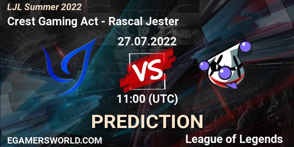Prognoza Crest Gaming Act - Rascal Jester. 27.07.2022 at 11:00, LoL, LJL Summer 2022