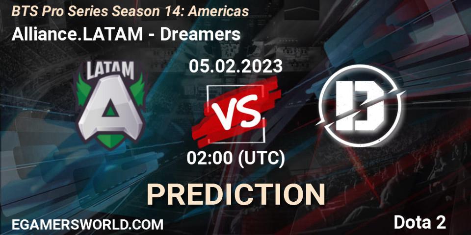 Prognoza Alliance.LATAM - Dreamers. 05.02.23, Dota 2, BTS Pro Series Season 14: Americas