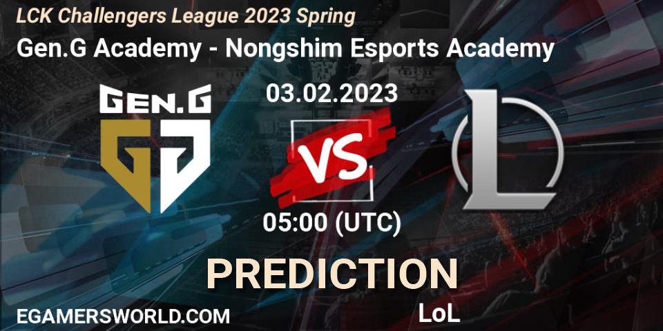 Prognoza Gen.G Academy - Nongshim Esports Academy. 03.02.2023 at 05:00, LoL, LCK Challengers League 2023 Spring