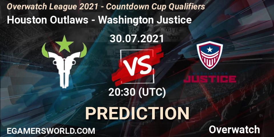 Prognoza Houston Outlaws - Washington Justice. 30.07.21, Overwatch, Overwatch League 2021 - Countdown Cup Qualifiers
