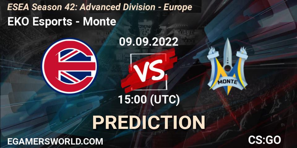 Prognoza EKO Esports - Monte. 09.09.2022 at 15:00, Counter-Strike (CS2), ESEA Season 42: Advanced Division - Europe