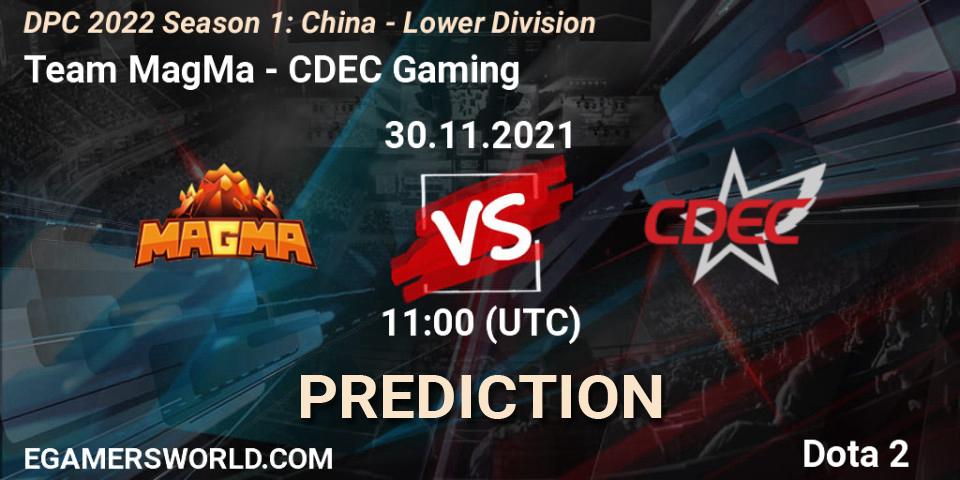 Prognoza Team MagMa - CDEC Gaming. 30.11.2021 at 11:45, Dota 2, DPC 2022 Season 1: China - Lower Division