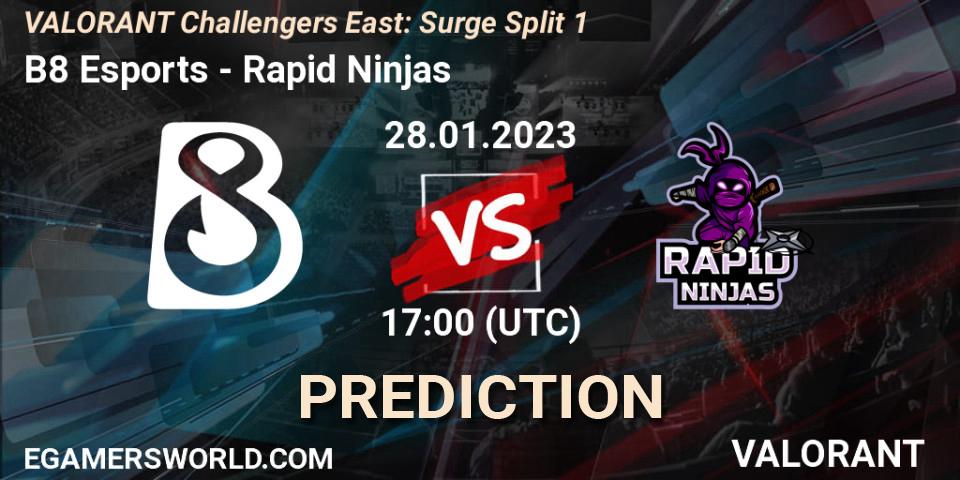 Prognoza B8 Esports - Rapid Ninjas. 28.01.23, VALORANT, VALORANT Challengers 2023 East: Surge Split 1