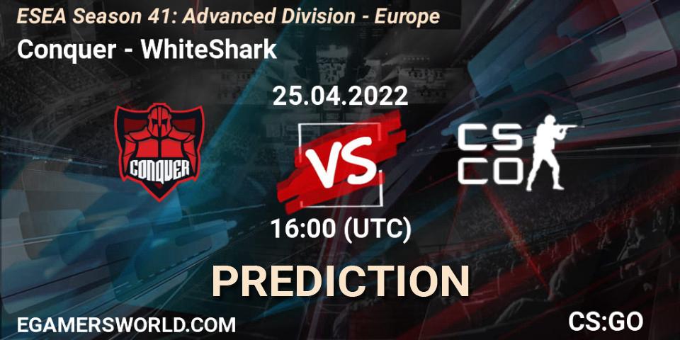 Prognoza Conquer - WhiteShark. 25.04.2022 at 16:00, Counter-Strike (CS2), ESEA Season 41: Advanced Division - Europe
