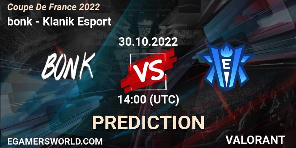 Prognoza bonk - Klanik Esport. 30.10.2022 at 15:00, VALORANT, Coupe De France 2022