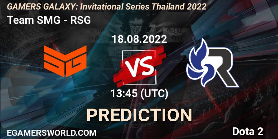 Prognoza Team SMG - RSG. 18.08.2022 at 12:40, Dota 2, GAMERS GALAXY: Invitational Series Thailand 2022