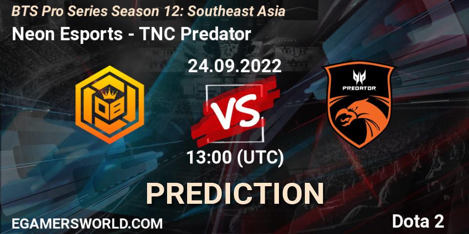 Prognoza Neon Esports - TNC Predator. 24.09.2022 at 13:20, Dota 2, BTS Pro Series Season 12: Southeast Asia