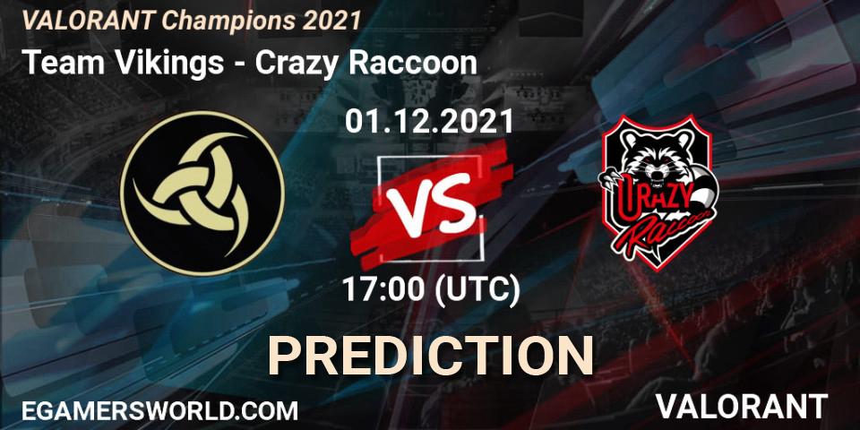Prognoza Team Vikings - Crazy Raccoon. 01.12.2021 at 17:00, VALORANT, VALORANT Champions 2021