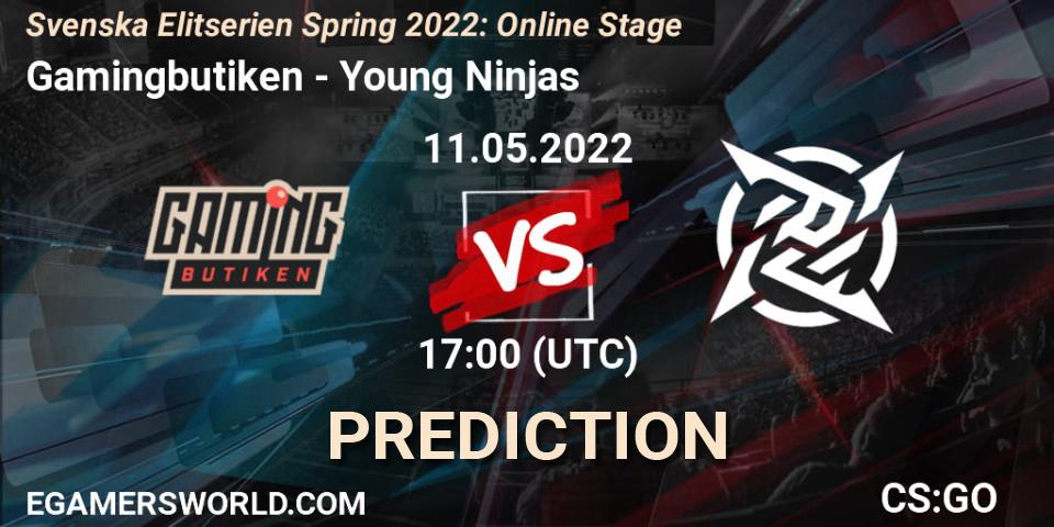 Prognoza Gamingbutiken - Young Ninjas. 11.05.2022 at 17:00, Counter-Strike (CS2), Svenska Elitserien Spring 2022: Online Stage