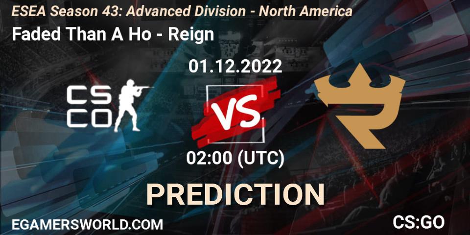 Prognoza Faded Than A Ho - Reign. 01.12.22, CS2 (CS:GO), ESEA Season 43: Advanced Division - North America