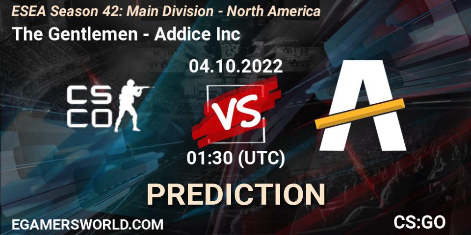 Prognoza The Gentlemen - Addice Inc. 04.10.22, CS2 (CS:GO), ESEA Season 42: Main Division - North America