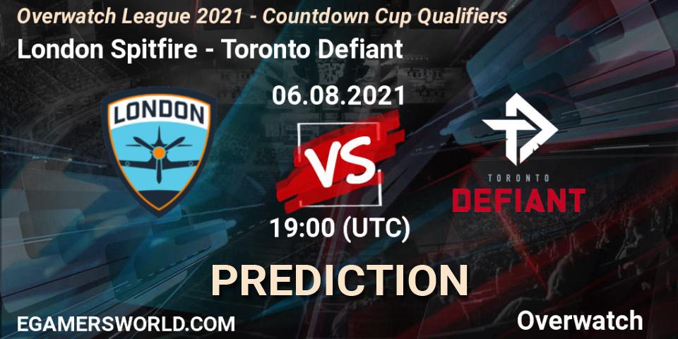 Prognoza London Spitfire - Toronto Defiant. 06.08.2021 at 19:00, Overwatch, Overwatch League 2021 - Countdown Cup Qualifiers