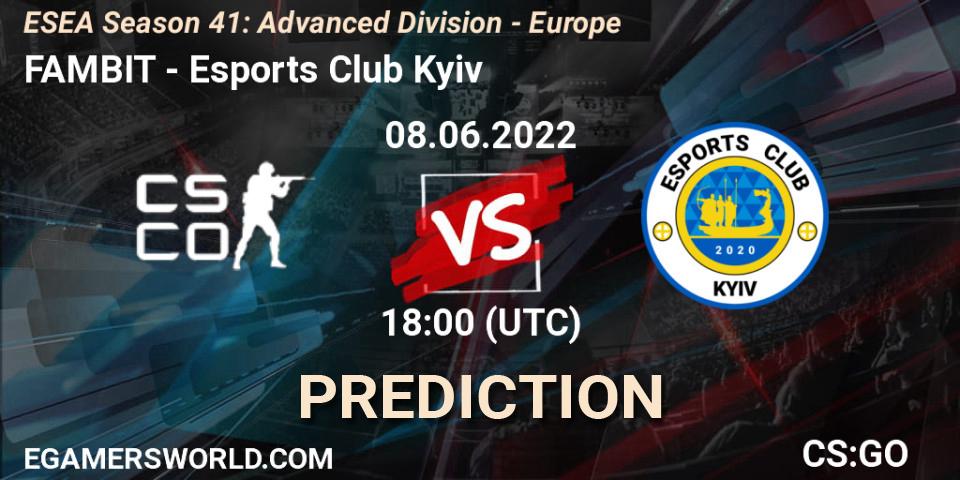 Prognoza FAMBIT - Esports Club Kyiv. 12.06.2022 at 12:00, Counter-Strike (CS2), ESEA Season 41: Advanced Division - Europe