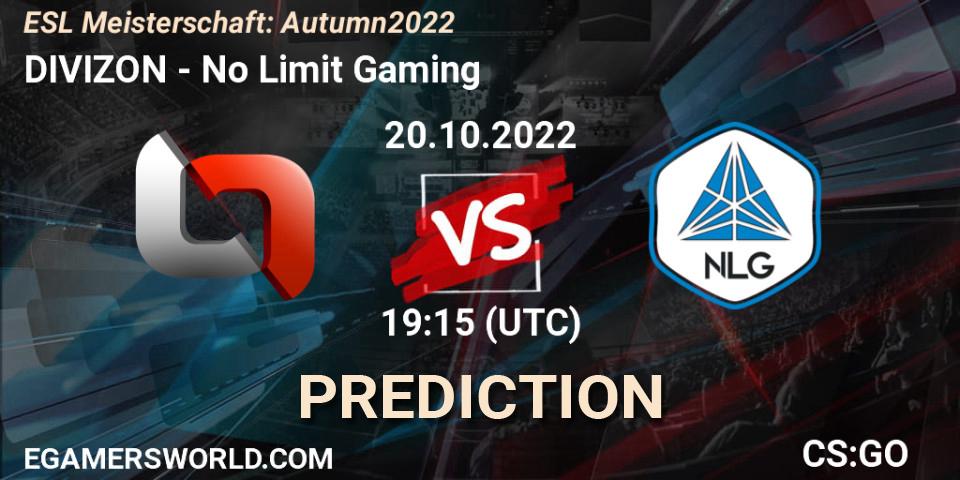 Prognoza DIVIZON - No Limit Gaming. 20.10.2022 at 19:15, Counter-Strike (CS2), ESL Meisterschaft: Autumn 2022