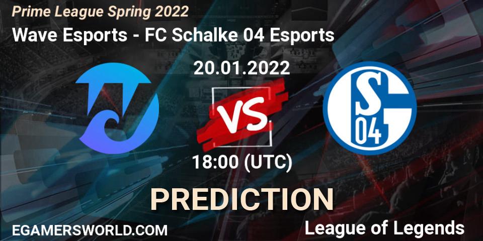 Prognoza Wave Esports - FC Schalke 04 Esports. 20.01.2022 at 18:00, LoL, Prime League Spring 2022