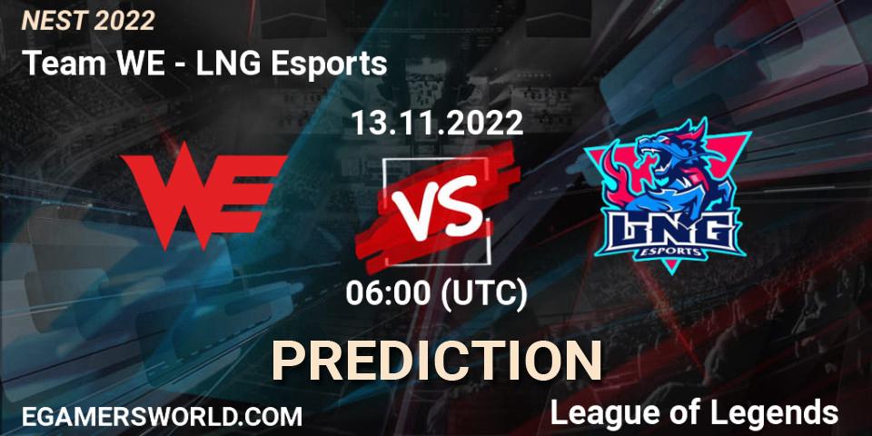 Prognoza Team WE - LNG Esports. 13.11.2022 at 06:00, LoL, NEST 2022