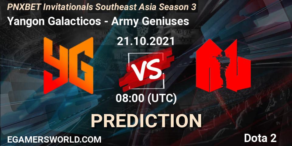 Prognoza Yangon Galacticos - Army Geniuses. 21.10.2021 at 08:25, Dota 2, PNXBET Invitationals Southeast Asia Season 3