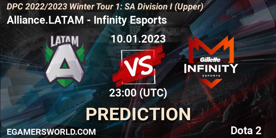 Prognoza Alliance.LATAM - Infinity Esports. 10.01.23, Dota 2, DPC 2022/2023 Winter Tour 1: SA Division I (Upper) 