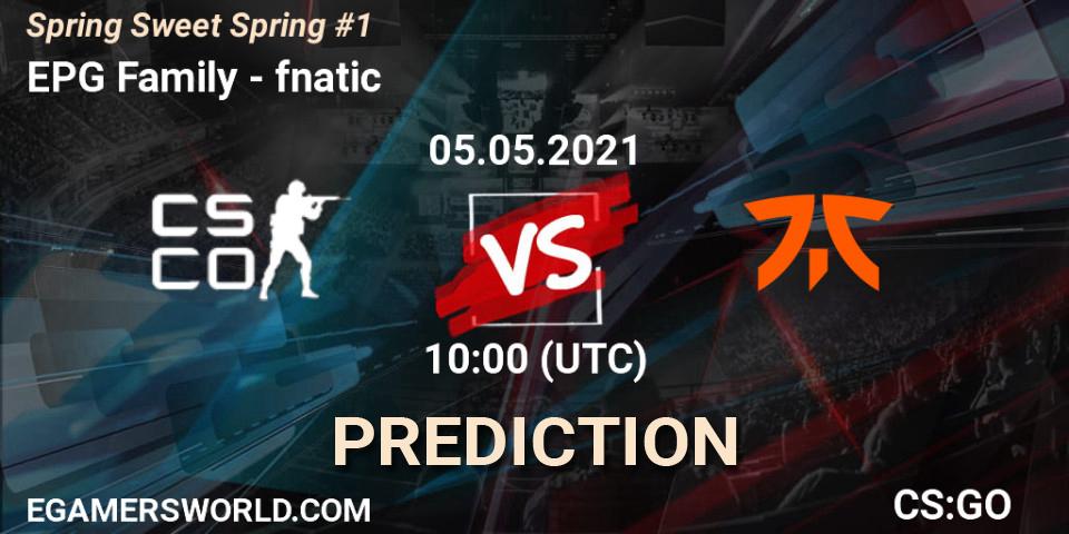 Prognoza EPG Family - fnatic. 05.05.2021 at 10:00, Counter-Strike (CS2), Spring Sweet Spring #1