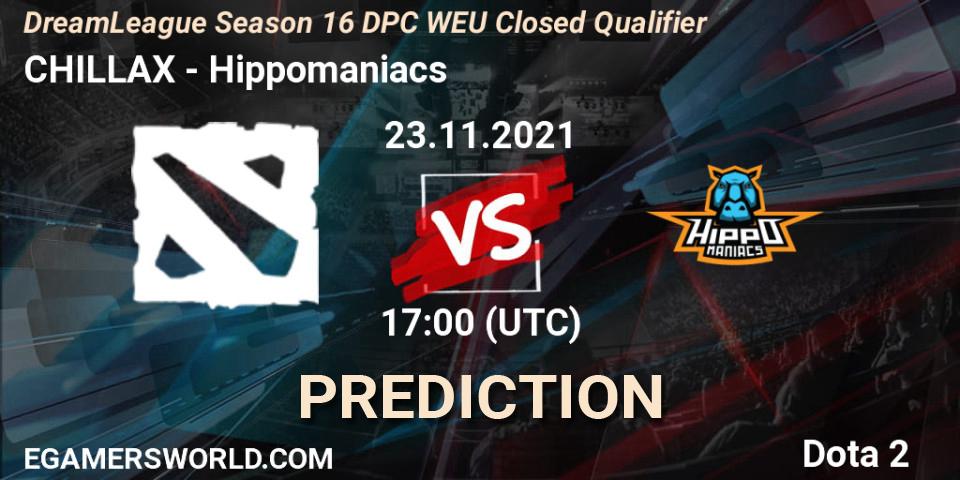 Prognoza CHILLAX - Hippomaniacs. 23.11.21, Dota 2, DPC 2022 Season 1: Euro - Closed Qualifier (DreamLeague Season 16)