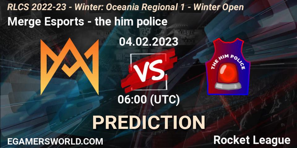 Prognoza Merge Esports - the him police. 04.02.2023 at 09:00, Rocket League, RLCS 2022-23 - Winter: Oceania Regional 1 - Winter Open