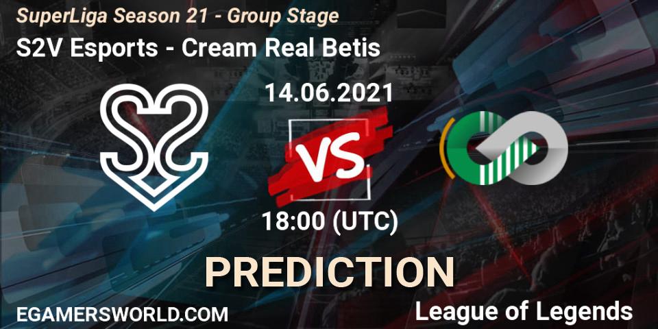 Prognoza S2V Esports - Cream Real Betis. 14.06.2021 at 17:00, LoL, SuperLiga Season 21 - Group Stage 