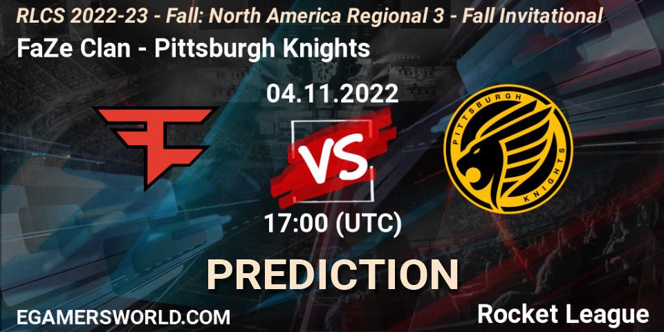 Prognoza FaZe Clan - Pittsburgh Knights. 04.11.2022 at 17:00, Rocket League, RLCS 2022-23 - Fall: North America Regional 3 - Fall Invitational
