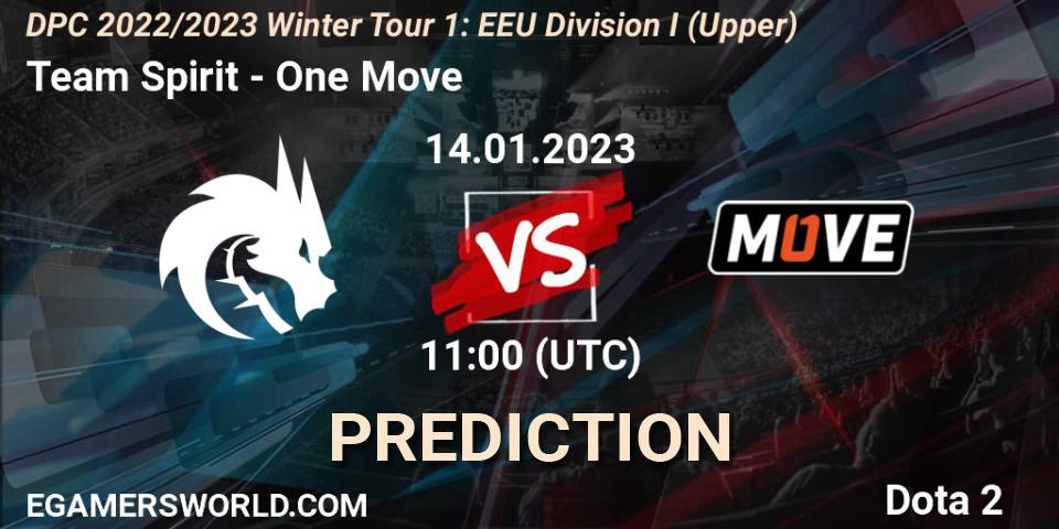 Prognoza Team Spirit - One Move. 14.01.2023 at 11:00, Dota 2, DPC 2022/2023 Winter Tour 1: EEU Division I (Upper)