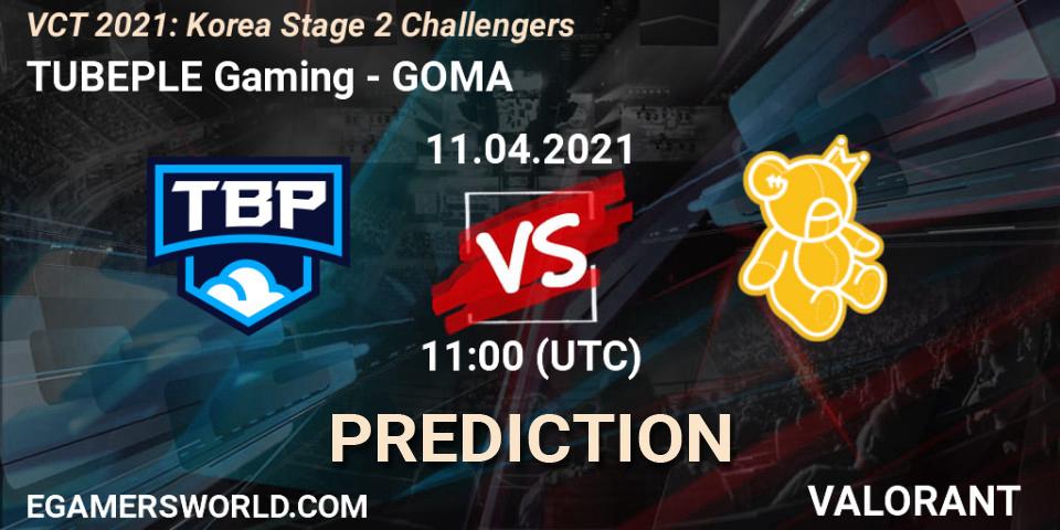 Prognoza TUBEPLE Gaming - GOMA. 11.04.2021 at 11:00, VALORANT, VCT 2021: Korea Stage 2 Challengers