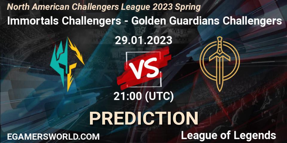 Prognoza Immortals Challengers - Golden Guardians Challengers. 29.01.23, LoL, NACL 2023 Spring - Group Stage