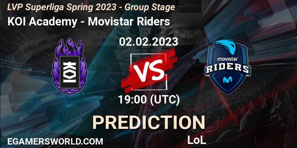 Prognoza KOI Academy - Movistar Riders. 02.02.2023 at 19:00, LoL, LVP Superliga Spring 2023 - Group Stage