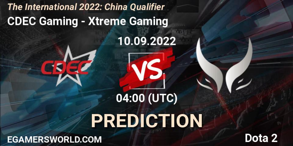 Prognoza CDEC Gaming - Xtreme Gaming. 10.09.2022 at 03:12, Dota 2, The International 2022: China Qualifier