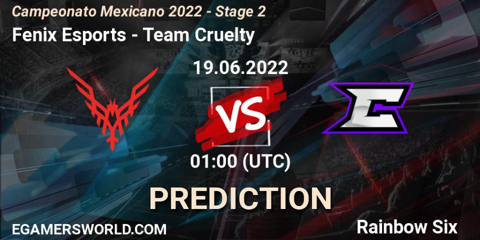 Prognoza Fenix Esports - Team Cruelty. 19.06.2022 at 02:00, Rainbow Six, Campeonato Mexicano 2022 - Stage 2