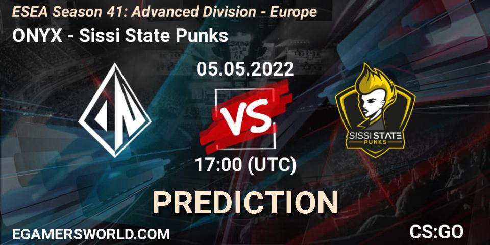 Prognoza ONYX - Sissi State Punks. 05.05.2022 at 17:00, Counter-Strike (CS2), ESEA Season 41: Advanced Division - Europe