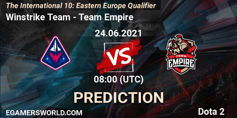 Prognoza Winstrike Team - Team Empire. 24.06.2021 at 08:03, Dota 2, The International 10: Eastern Europe Qualifier