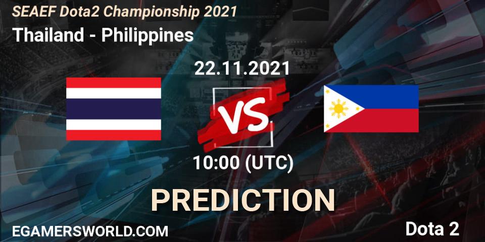 Prognoza Thailand - Philippines. 22.11.2021 at 10:39, Dota 2, SEAEF Dota2 Championship 2021