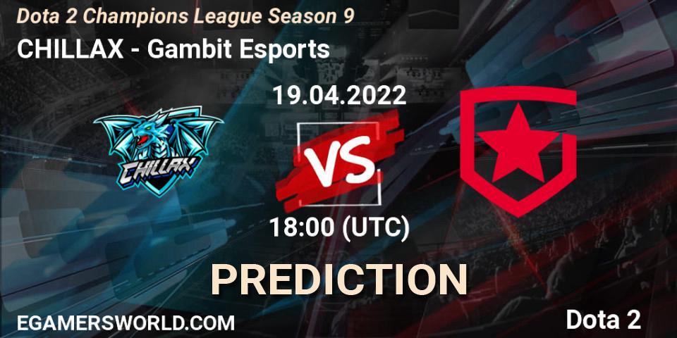Prognoza CHILLAX - Gambit Esports. 19.04.2022 at 18:10, Dota 2, Dota 2 Champions League Season 9