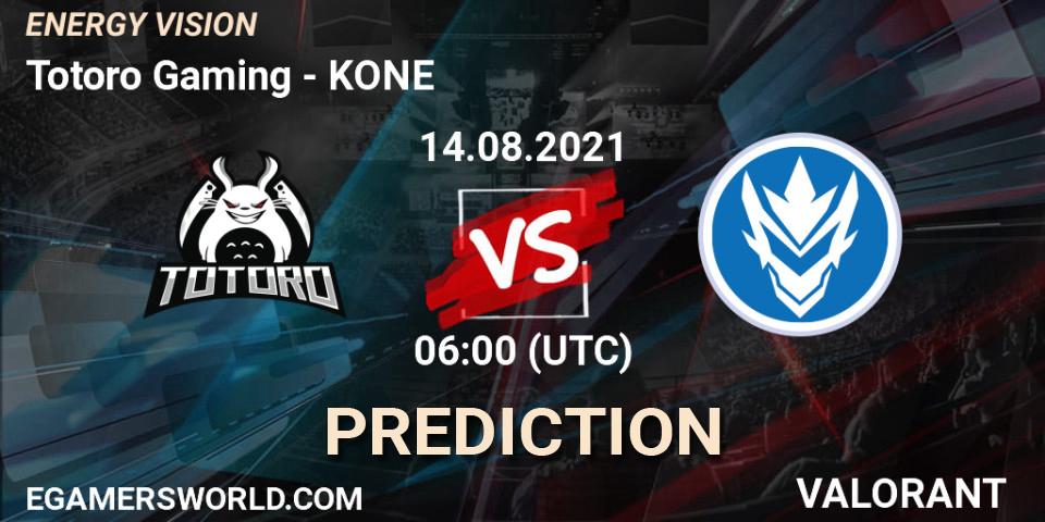 Prognoza Totoro Gaming - KONE. 14.08.2021 at 06:00, VALORANT, ENERGY VISION
