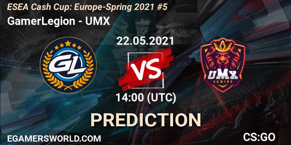 Prognoza GamerLegion - UMX. 22.05.2021 at 14:00, Counter-Strike (CS2), ESEA Cash Cup: Europe - Spring 2021 #5