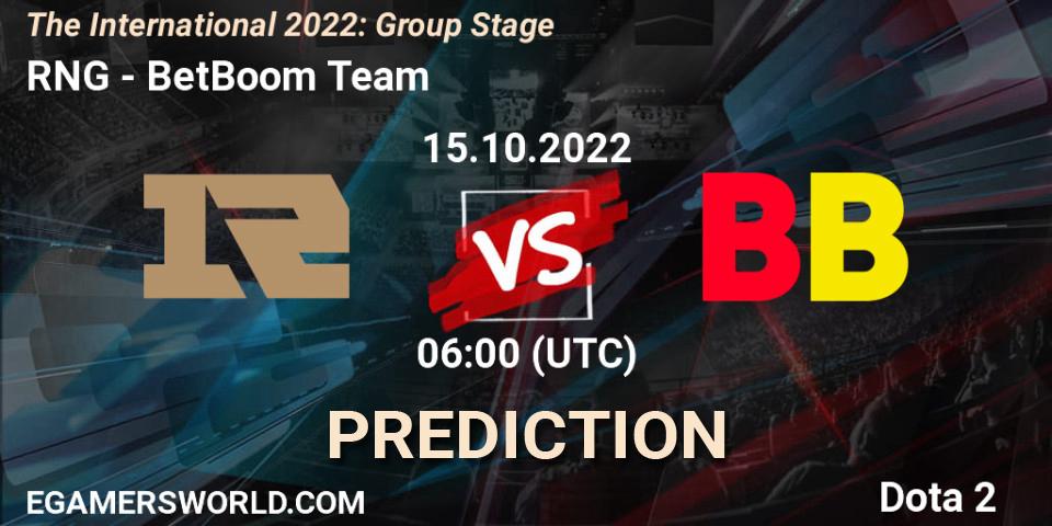 Prognoza RNG - BetBoom Team. 15.10.22, Dota 2, The International 2022: Group Stage