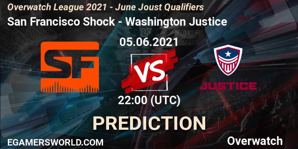 Prognoza San Francisco Shock - Washington Justice. 05.06.2021 at 22:00, Overwatch, Overwatch League 2021 - June Joust Qualifiers