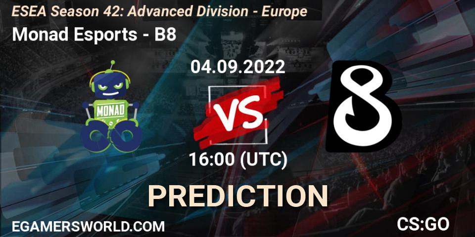 Prognoza Monad Esports - B8. 05.09.2022 at 15:00, Counter-Strike (CS2), ESEA Season 42: Advanced Division - Europe