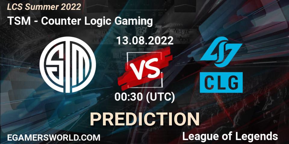Prognoza TSM - Counter Logic Gaming. 13.08.2022 at 00:30, LoL, LCS Summer 2022