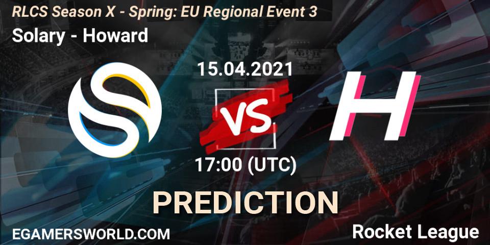 Prognoza Solary - Howard. 15.04.2021 at 17:00, Rocket League, RLCS Season X - Spring: EU Regional Event 3