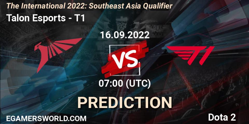Prognoza Talon Esports - T1. 16.09.2022 at 06:28, Dota 2, The International 2022: Southeast Asia Qualifier