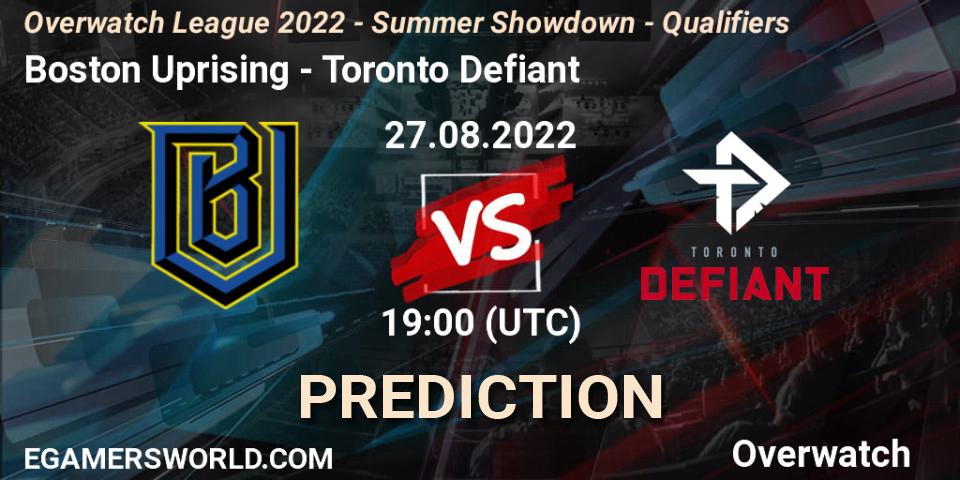 Prognoza Boston Uprising - Toronto Defiant. 27.08.2022 at 19:00, Overwatch, Overwatch League 2022 - Summer Showdown - Qualifiers