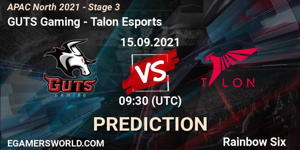 Prognoza GUTS Gaming - Talon Esports. 15.09.2021 at 09:30, Rainbow Six, APAC North 2021 - Stage 3