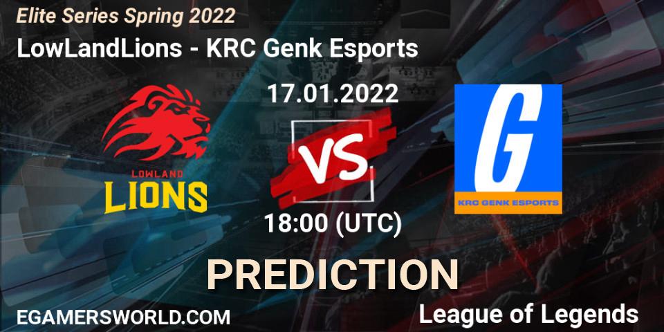 Prognoza LowLandLions - KRC Genk Esports. 17.01.2022 at 18:00, LoL, Elite Series Spring 2022
